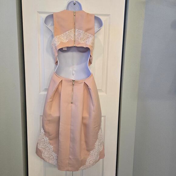 English Factory Dress Pink/Apricot Lace Elegant  Midi Dress Coquette Feminine - Picture 6 of 11